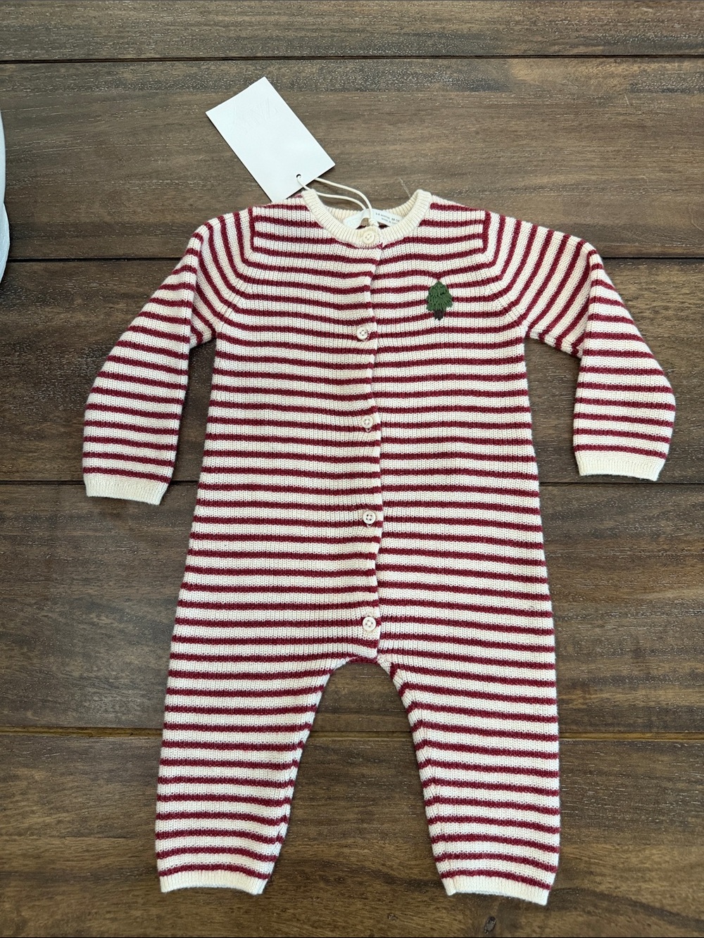 Zara Red and Cream Striped Kids One-Piece Romper